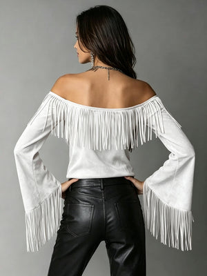 Black off-shoulder top with waist-length and pullover