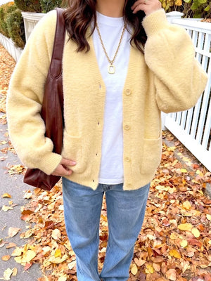 100% polyamide Care instructions: Machine wash cold cardigan in Yellow with relaxed silhouette