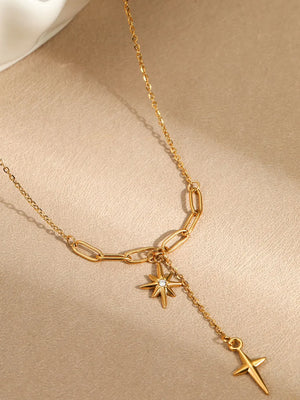 18K Gold-Plated,Stainless Steel,Zircon Care instructions: Avoid wearing during e necklace in Gold with delicate silhouette