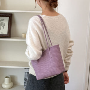 Small Woven Texture Shoulder Bag in lavender with woven texture