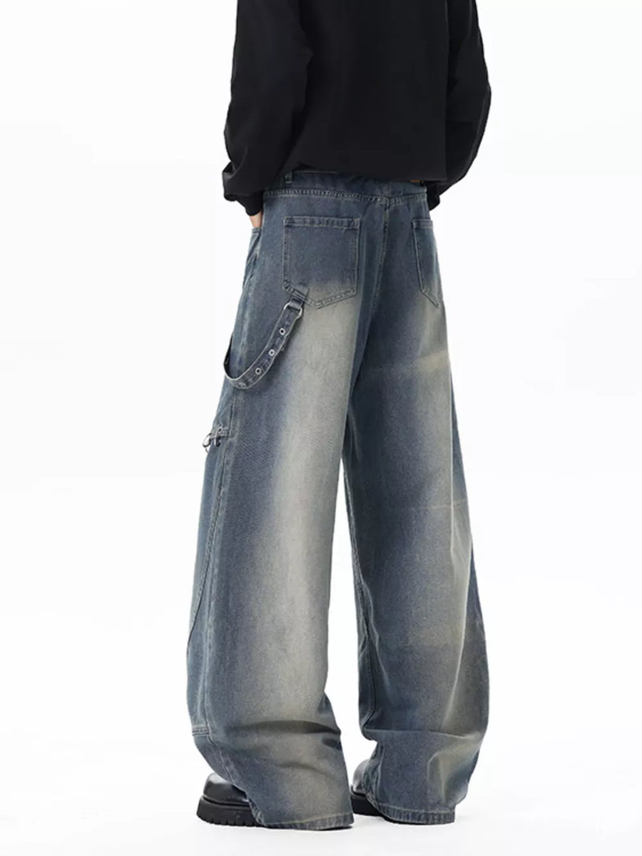 Black wide-leg jeans with not applicable