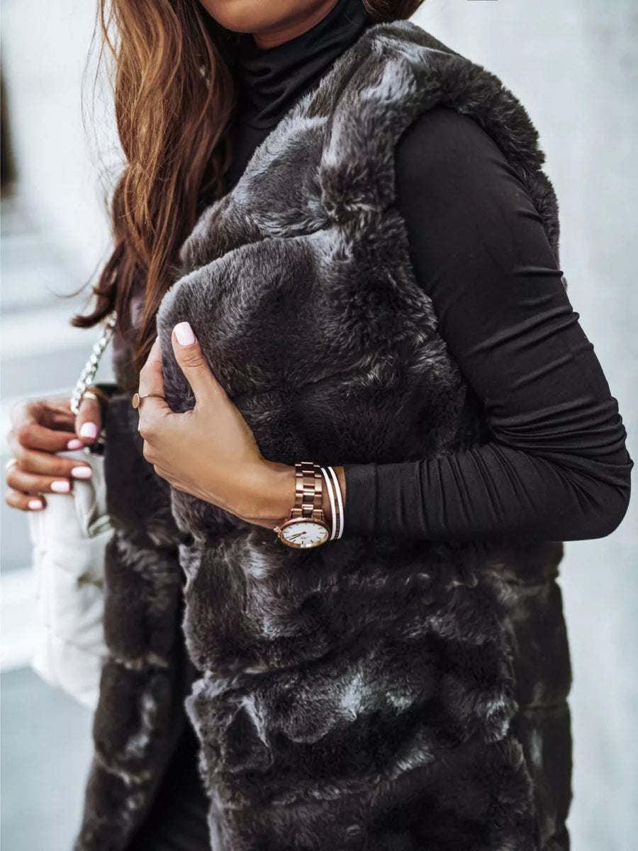 Gray vest with longline and sleeveless