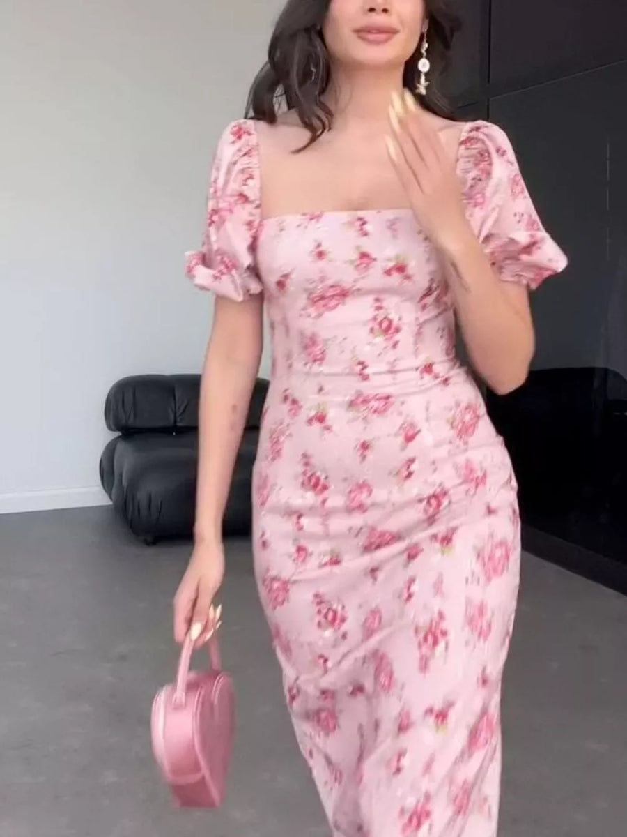 100% polyester Care instructions: Machine wash cold midi dress in Dusty Pink with fitted silhouette