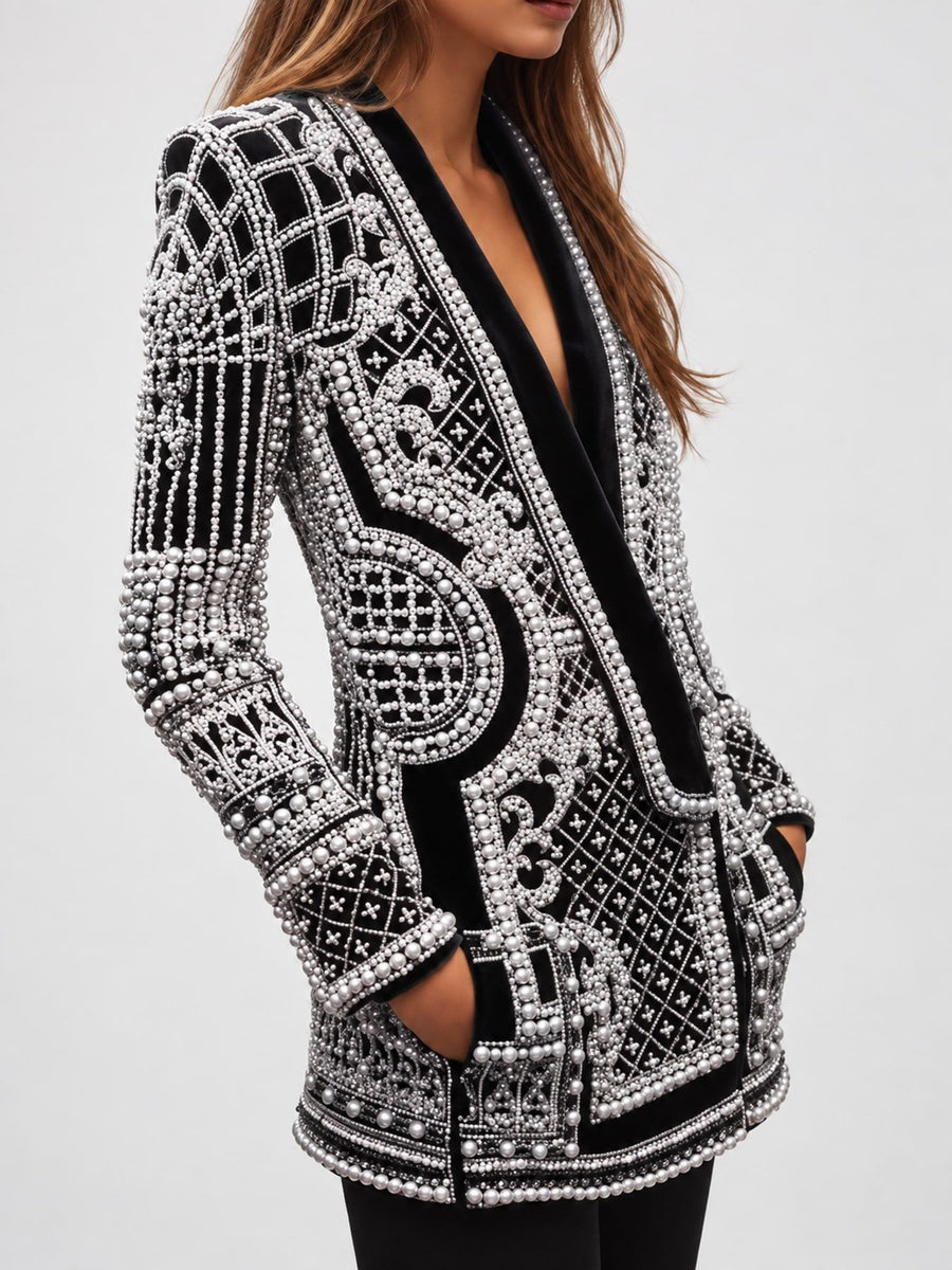 glam blazer in ivory with notch lapel