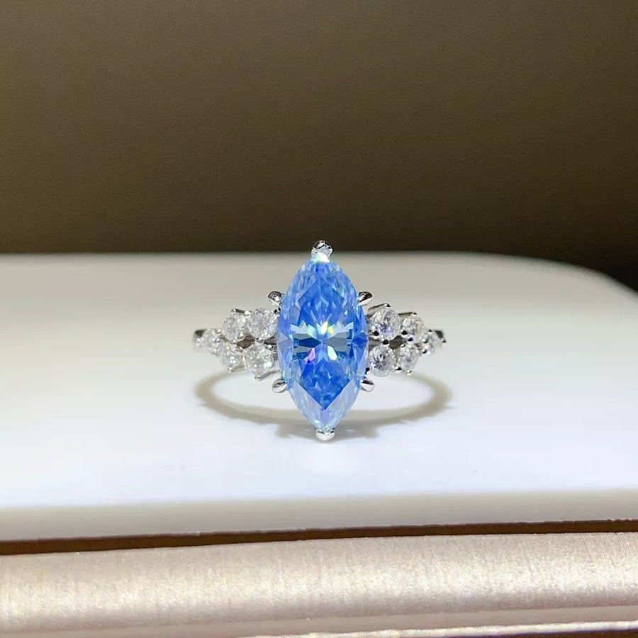 925 Sterling Silver Marquise Solitaire Moissanite Ring option 3