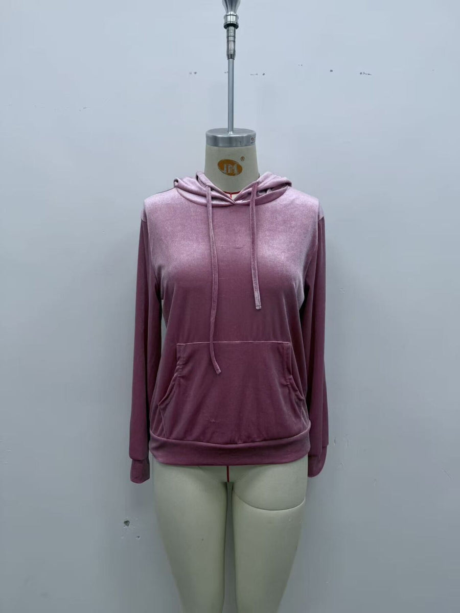 100% polyester Care instructions: Machine wash cold pullover hoodie in Dusty Pink with relaxed silhouette