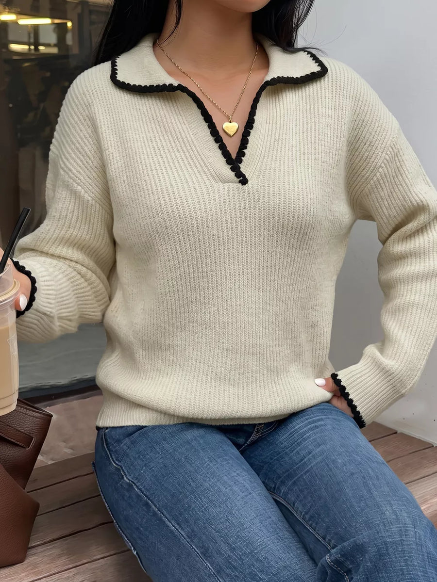 100% polyester Care instructions: Machine wash cold pullover sweater in Khaki with relaxed silhouette