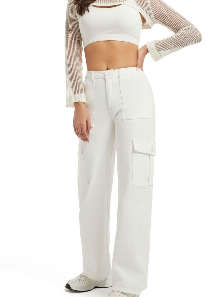 73% Cotton, 14% Rayon, 11% Polyester, 2% Spandex Care instructions: Machine wash cargo jeans in White with straight