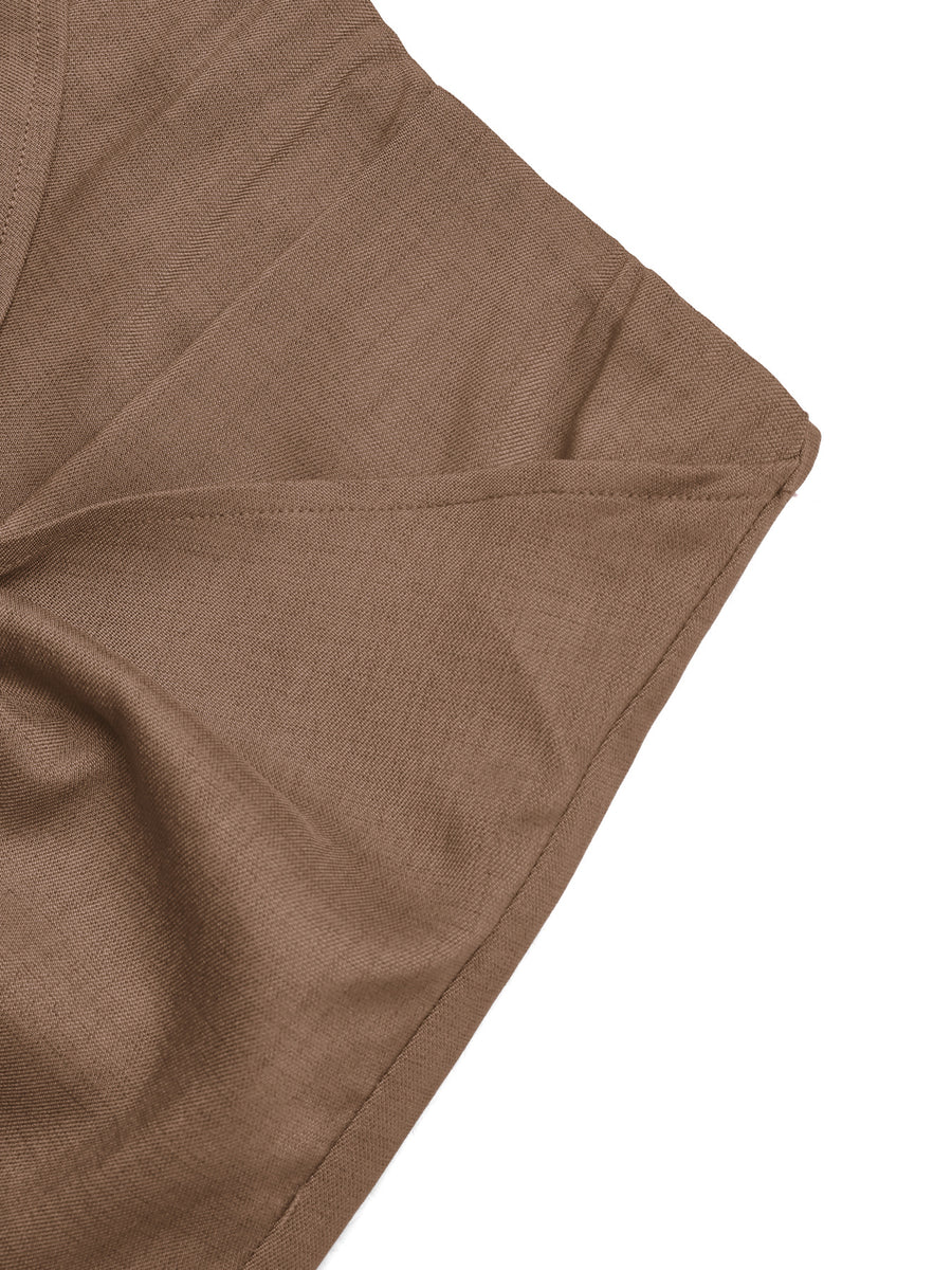 Brown textured polo shirt with short sleeves