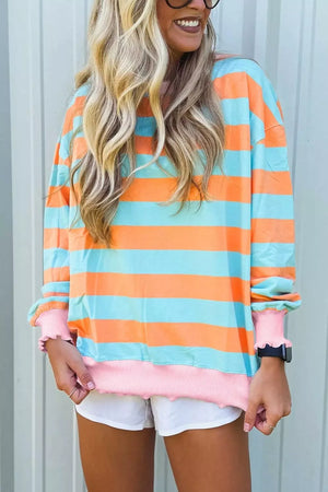 tangerine orange t-shirt featuring stretch and striped