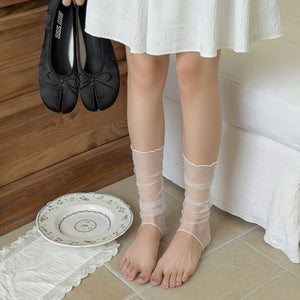 socks in Style C with lace and below-knee