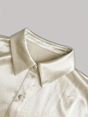 classic shirt dress in ivory with collared
