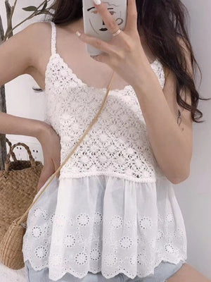 ivory camisole with floral and v-neck