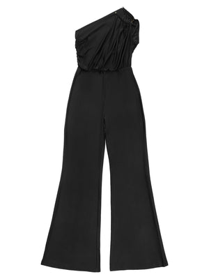 modern jumpsuit in Chocolate with one-shoulder