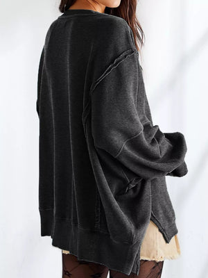 Dark Green sweatshirt with hip-length and pullover