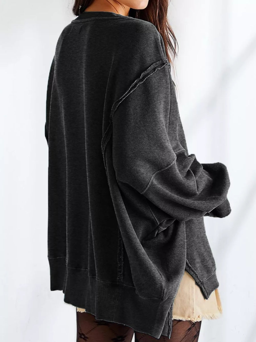Dark Green sweatshirt with hip-length and pullover