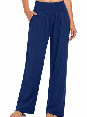 Pocketed High-Waisted Wide-Leg Pants in Dark Gray with pocketed