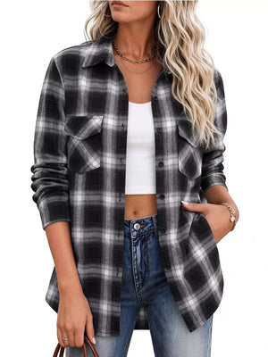 Casual Plaid Button-down Shirt in red