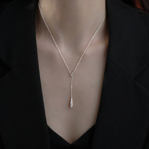 Silver Y-shaped pendant necklace with a drop charm, 18k gold-plated.