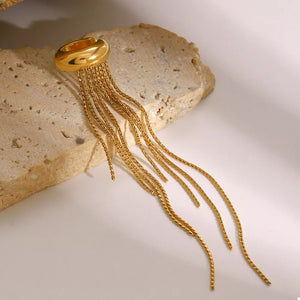 earrings in Gold with fringe and long