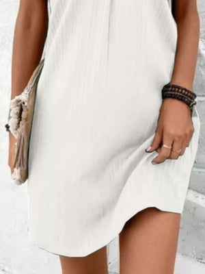 Deep Red Full Size Casual V-neck Short Sleeve Dress