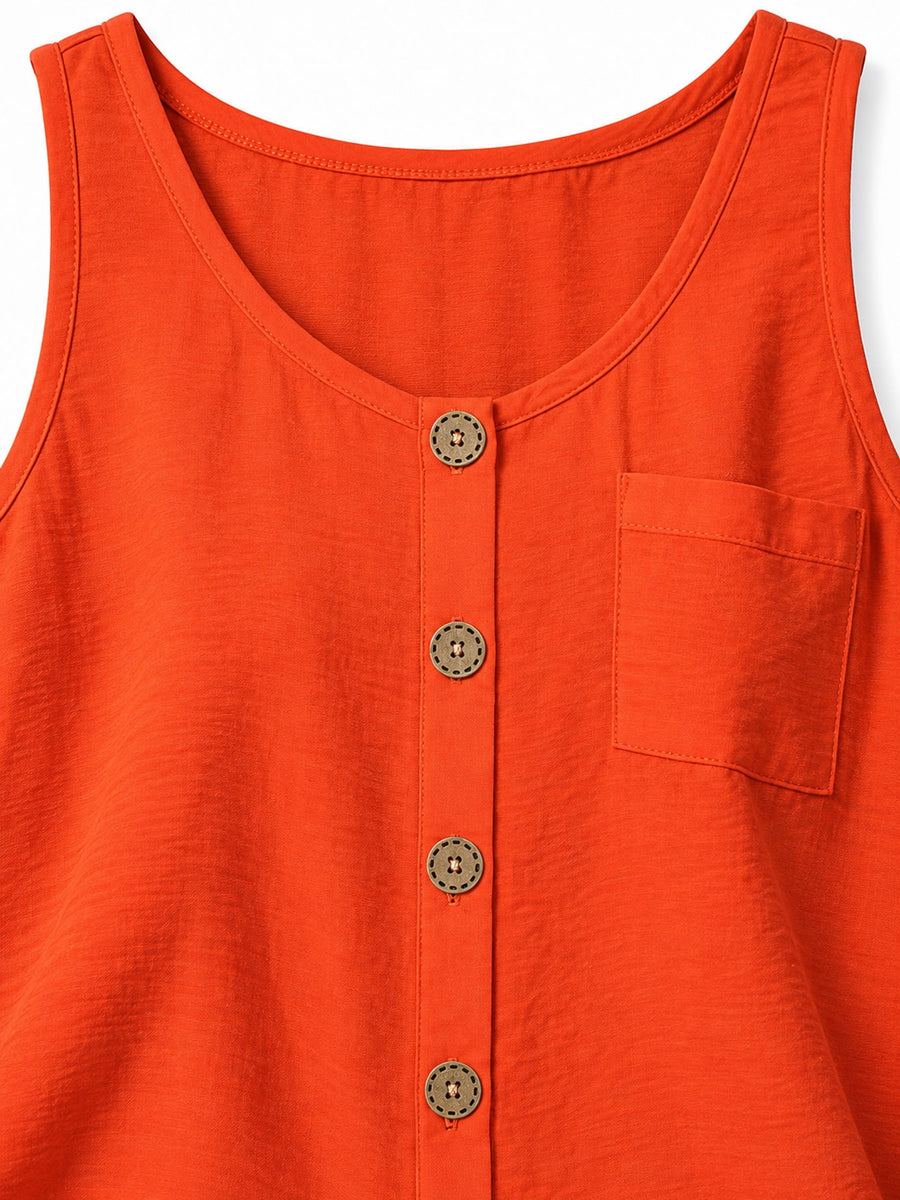 Army Green relaxed tank top with round neck