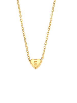 18K Gold-Plated Letter Heart Necklace in Heart Letter B with heart charm