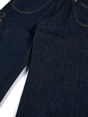 wide-leg jeans in navy blue with pocketed and full-length