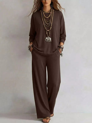 100% polyester Care instructions: Machine wash cold two-piece set in Black with relaxed silhouette