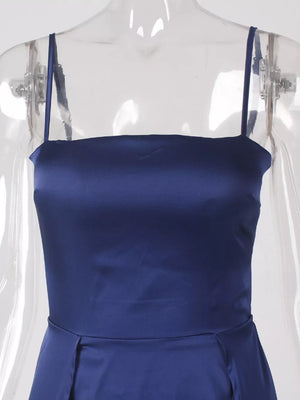 Blue maxi dress with maxi and back-zip