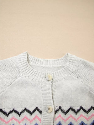 Stripe Geometric Button Up Sweater Cardigan option 8