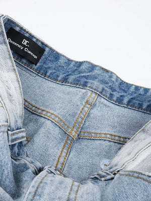 jeans in light blue with distressed and capri