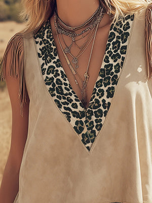 beige tank top with hip-length and pullover