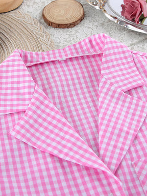 Fuchsia Pink relaxed pajama set with collared