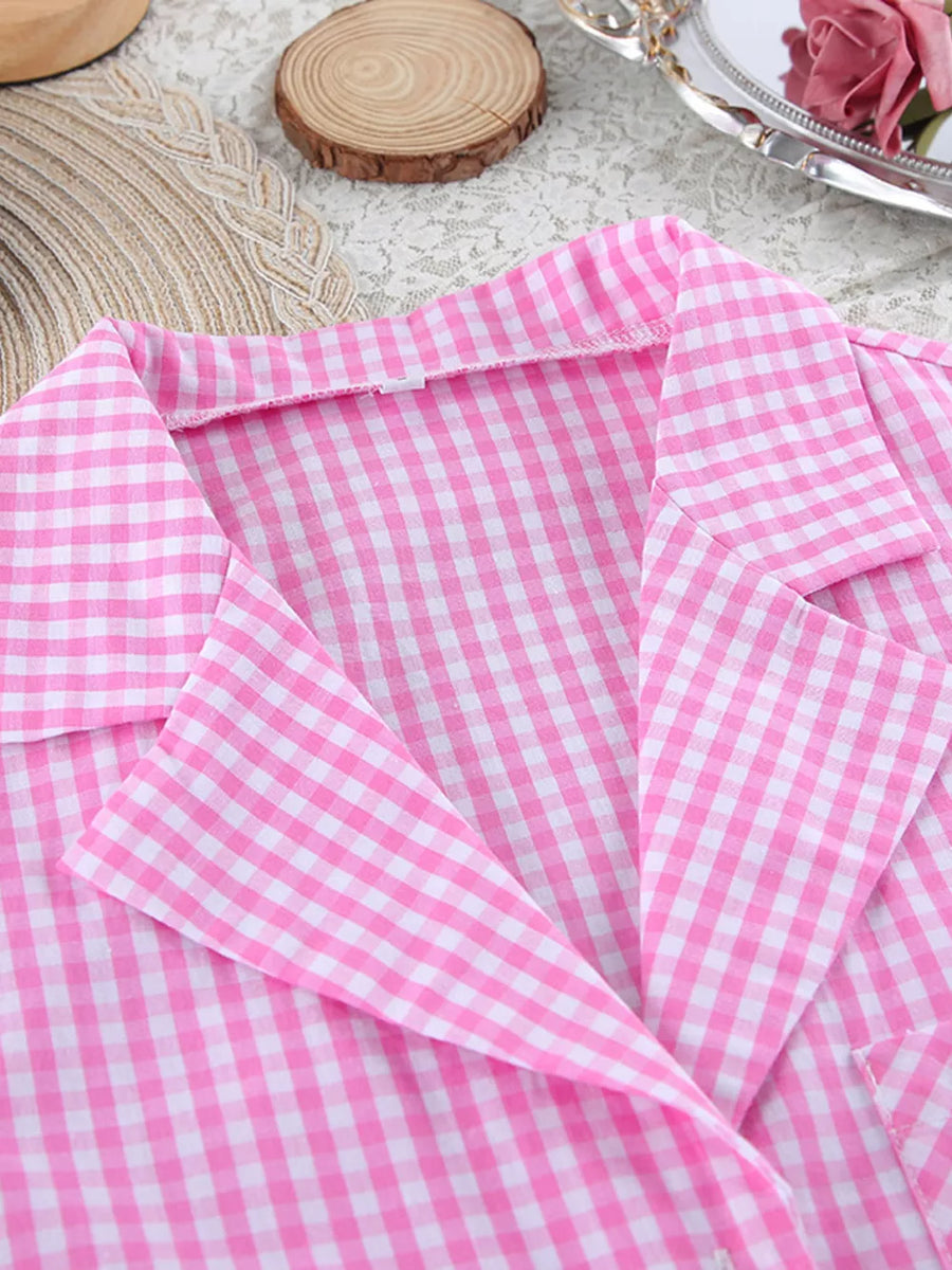 Fuchsia Pink relaxed pajama set with collared