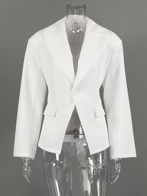 cream regular blazer with notch lapel