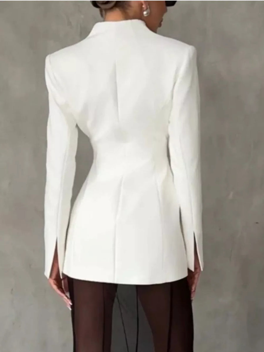100% polyester Care instructions: Machine wash cold blazer in White with slim silhouette