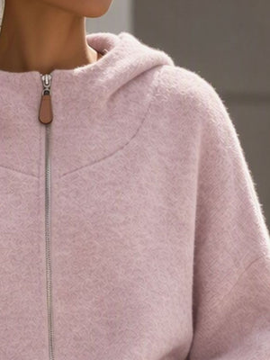 Dark Gray loose zip hoodie with hooded