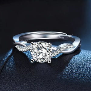 1 Carat Moissanite 925 Sterling Silver Ring in silver with adjustable