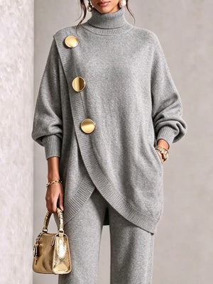 sweater and pants set in Gray with pocketed and tunic-length