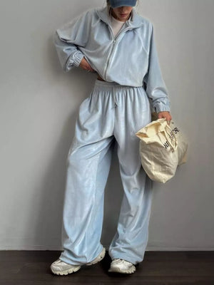 100% polyester Care instructions: Machine wash cold lounge set in Khaki Color with relaxed silhouette