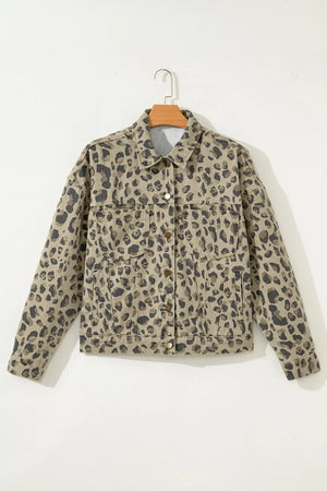 60% cotton, 40% polyester Care instructions: Machine wash cold denim jacket in Leopard with regular silhouette