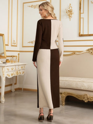 chocolate brown skirt set with cropped and button-front