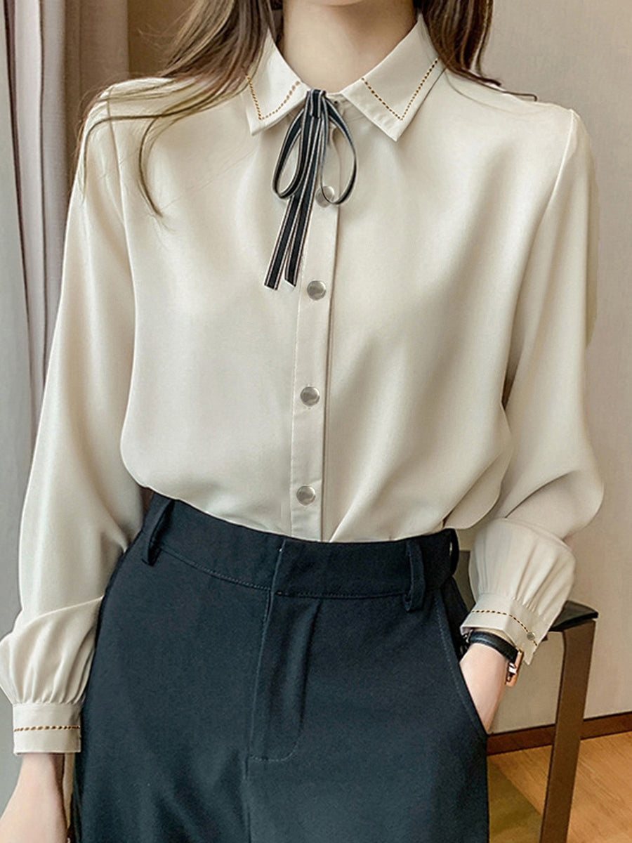 Blue regular blouse with collared