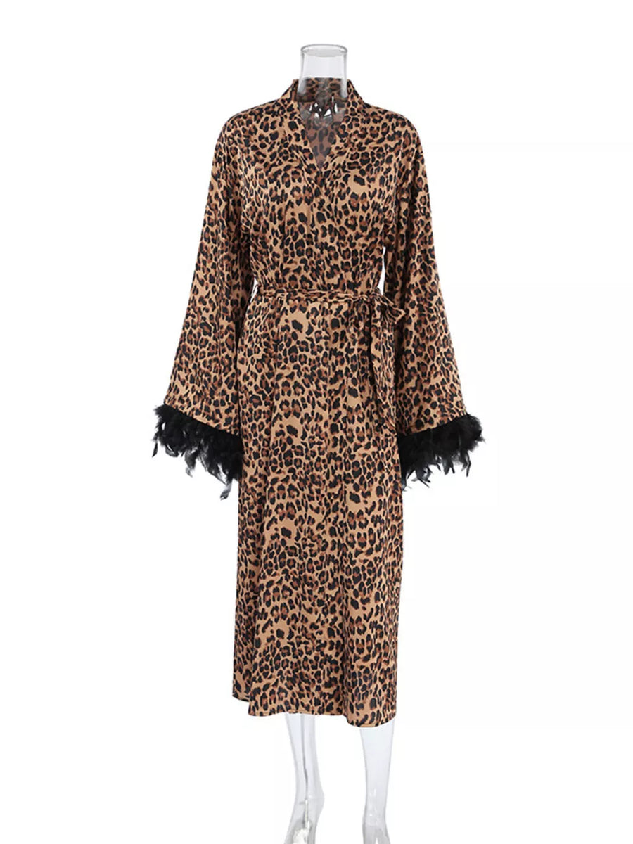 glam robe in brown with deep v-neck