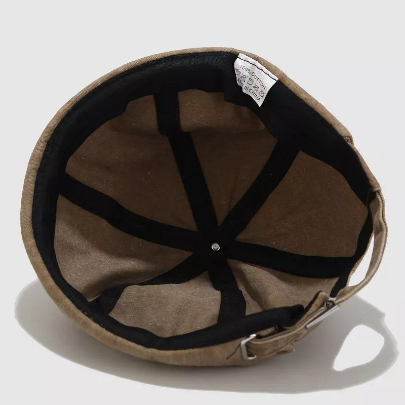 Vintage Washed Cotton Hat in dark olive with washed effect