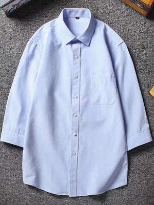 Grey Men's Plus Size Casual Button Up Shirt