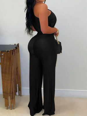 chocolate brown jumpsuit with full-length and pullover