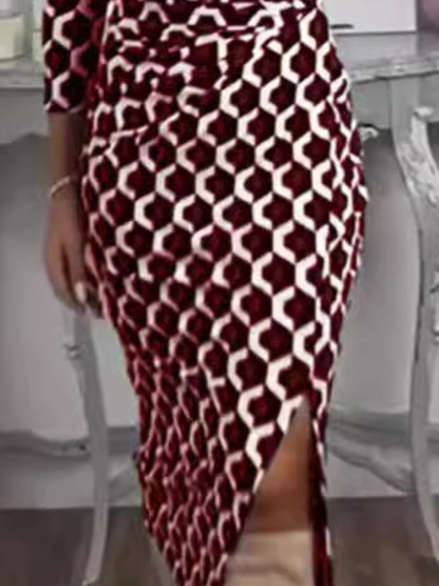 Red midi dress with midi and pullover
