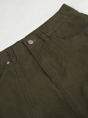 cargo pants in Army Green with pocketed and full-length